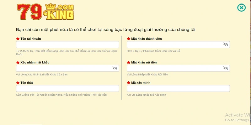 Hướng dẫn cơ bản cách đăng ký 79King